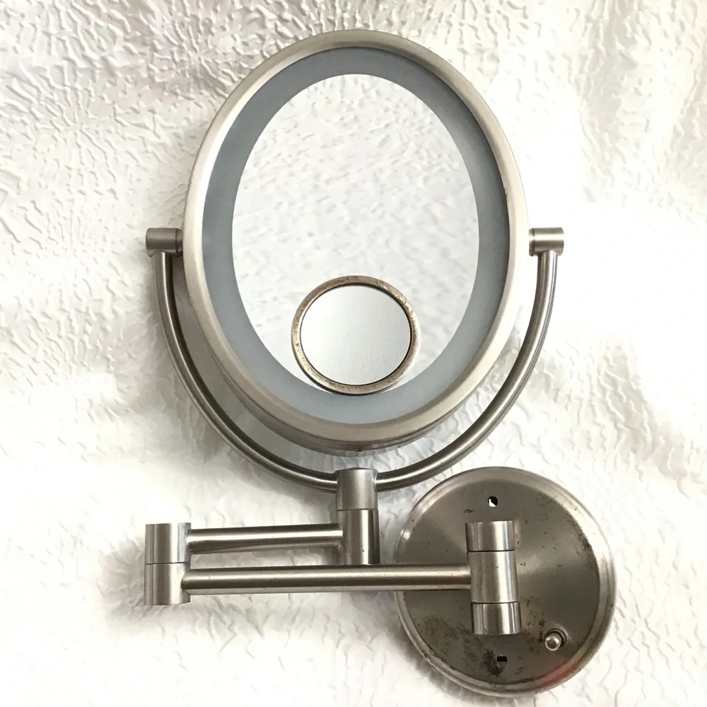 JERDON LED Lighted Wall Mounted Makeup Mirror 10X - 1X Magnifying Mirror